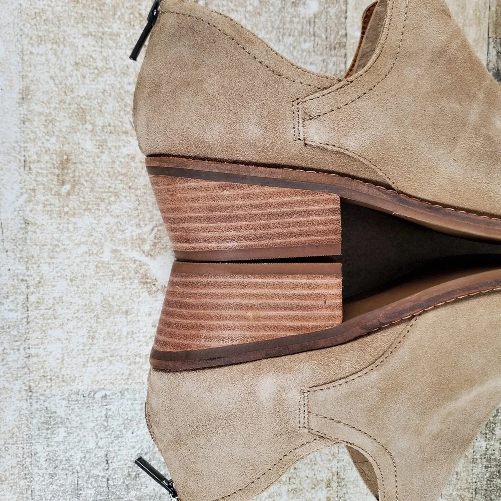 Lucky Brand Fitina Womens Booties Sz 11 M‎ Oiled Suede Back Zip Round Toe Boots